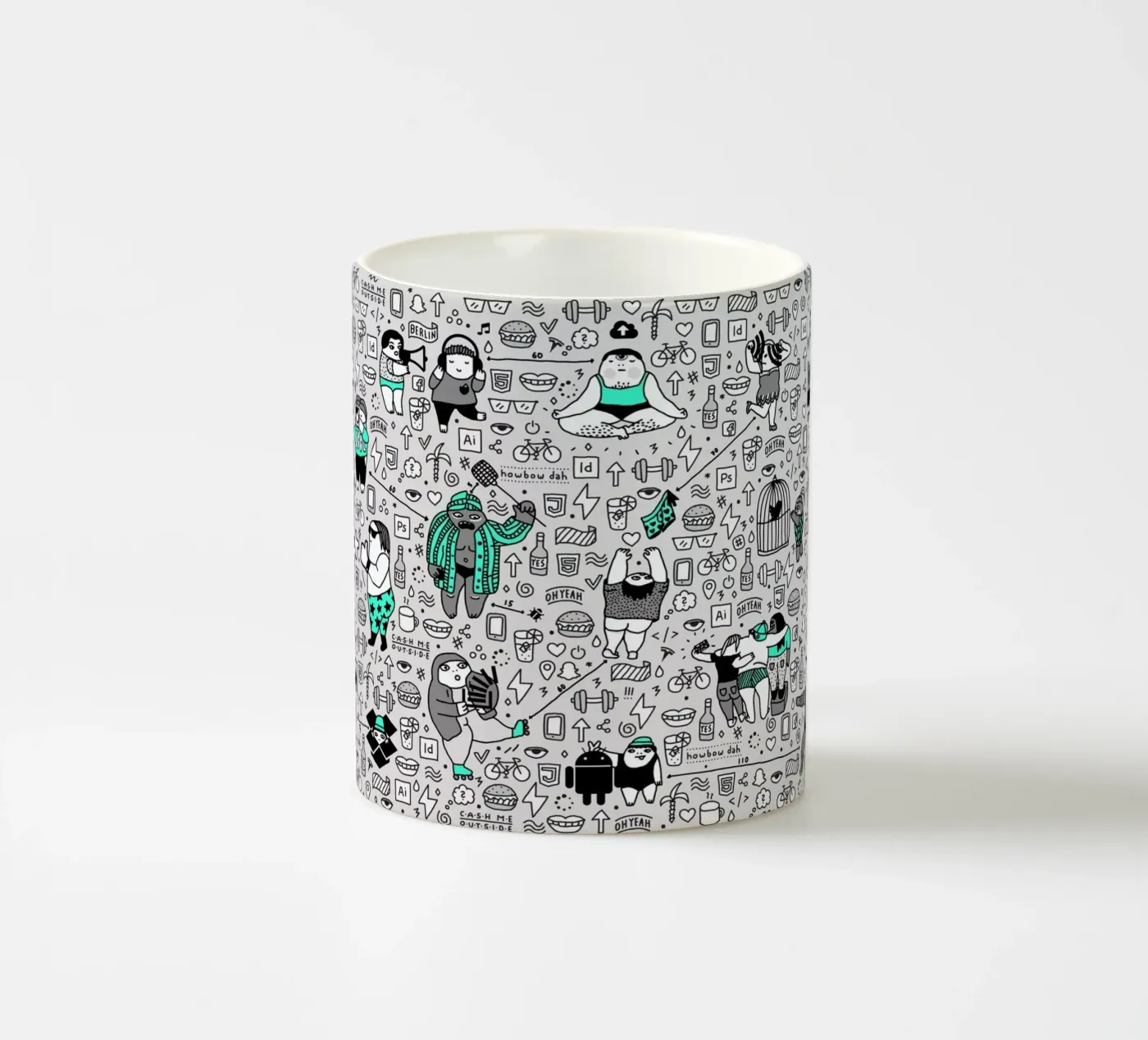 Kool Kids Pattern ceramic mug by Herzette