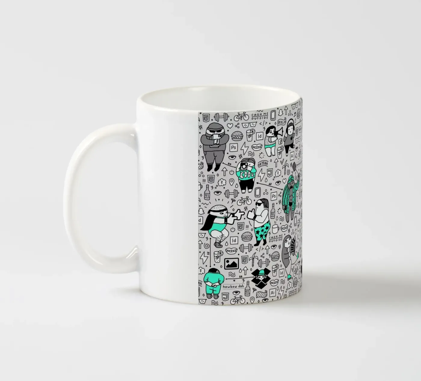 Kool Kids Pattern ceramic mug by Herzette