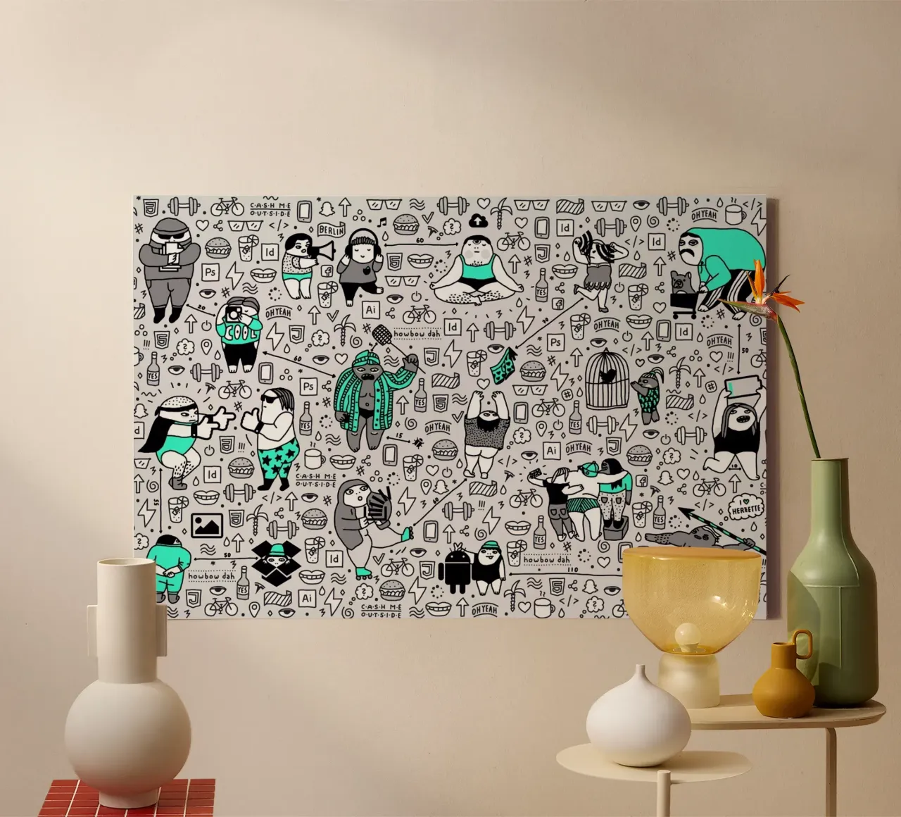 Kool Kids Pattern tela con Cornice a cassetta da Herzette