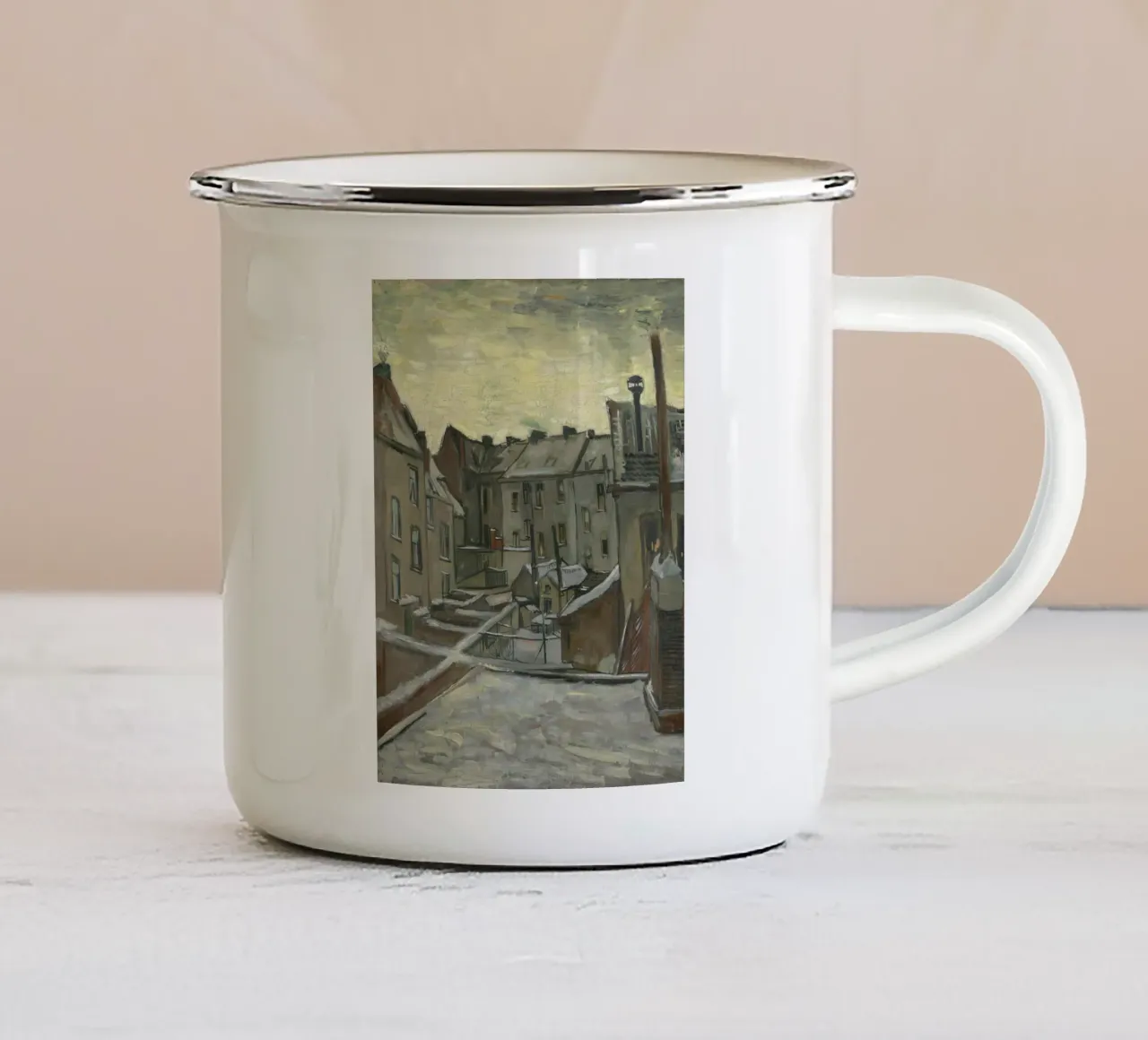 Vincent van Gogh - Case viste di spalle tazza in smalto da Timeless Artworks