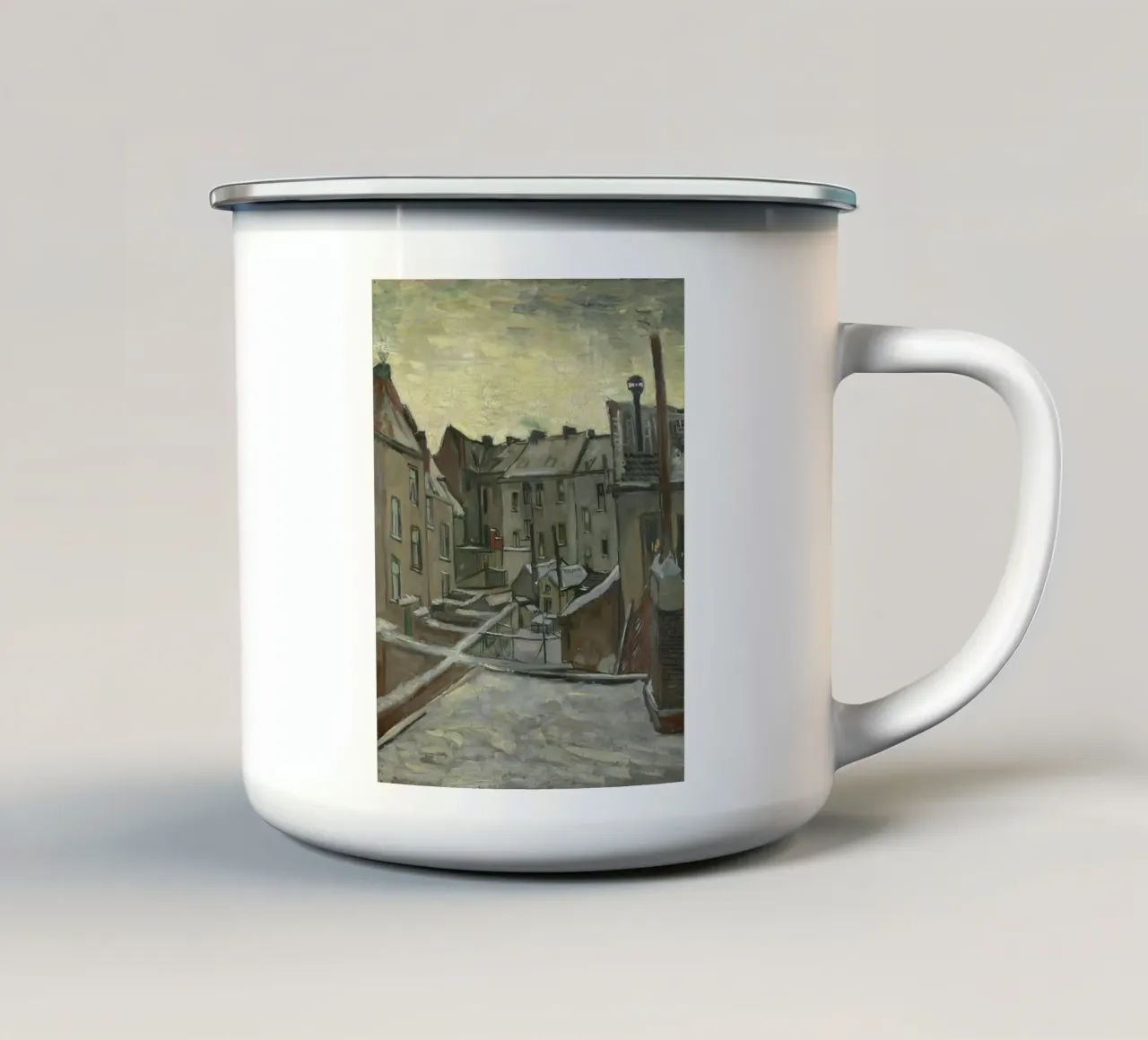 Vincent van Gogh - Case viste di spalle tazza in smalto da Timeless Artworks