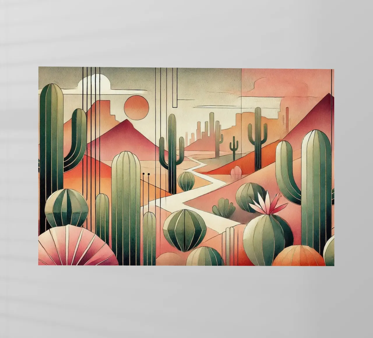 Cactus Sunset Vista in Art Deco pellicola backlit da Chromatic Fusion Studio
