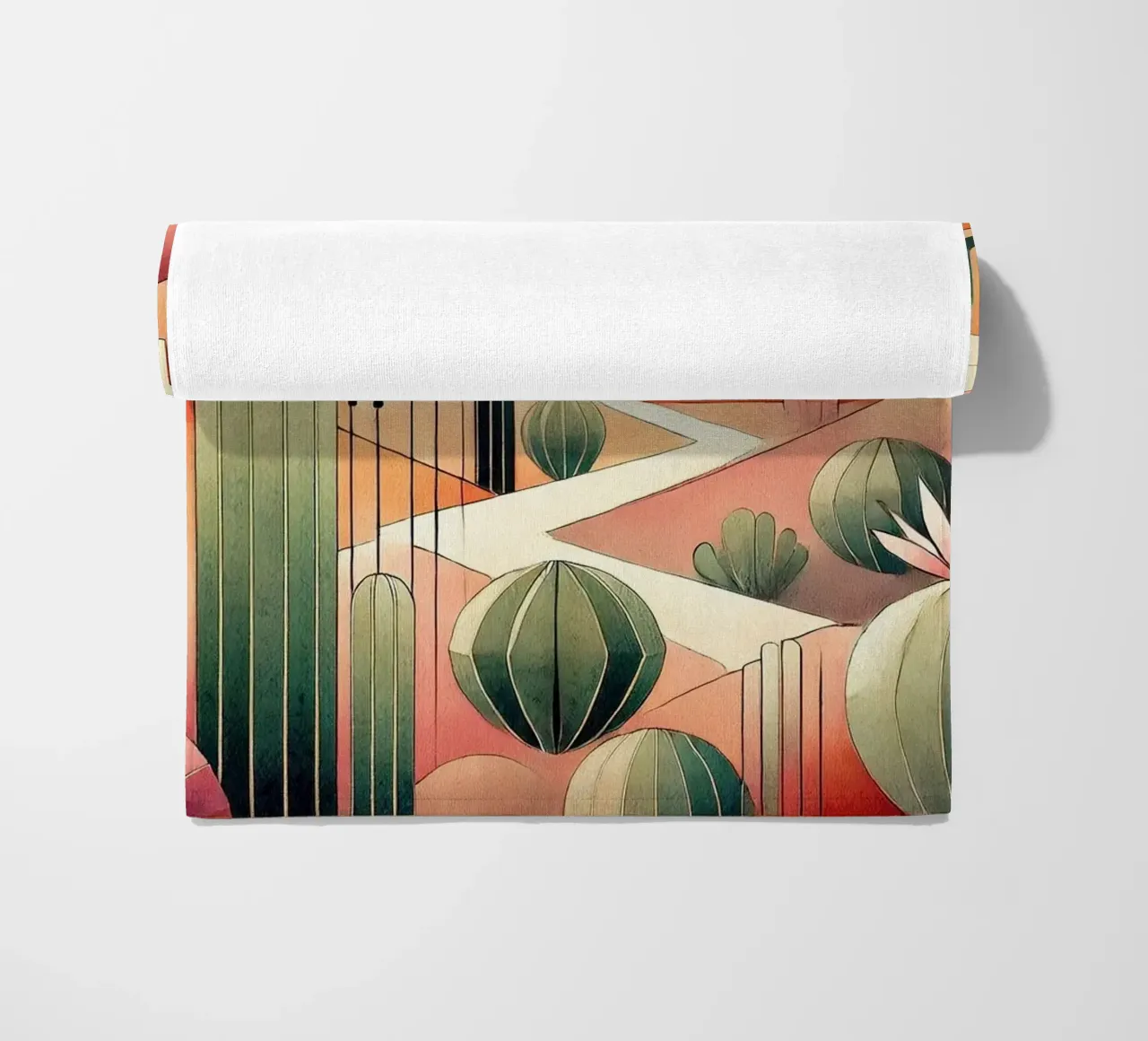 Cactus Sunset Vista in Art Deco telo mare da Chromatic Fusion Studio