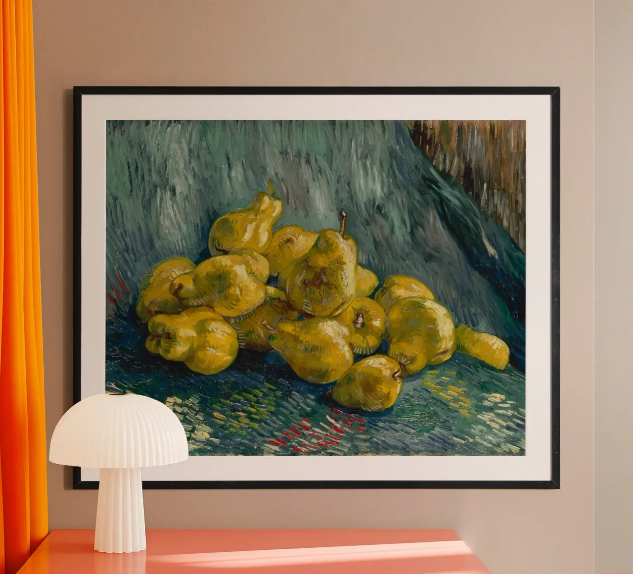 Vincent van Gogh - Natura morta con mele cotogne poster con telaio in plastica da Timeless Artworks