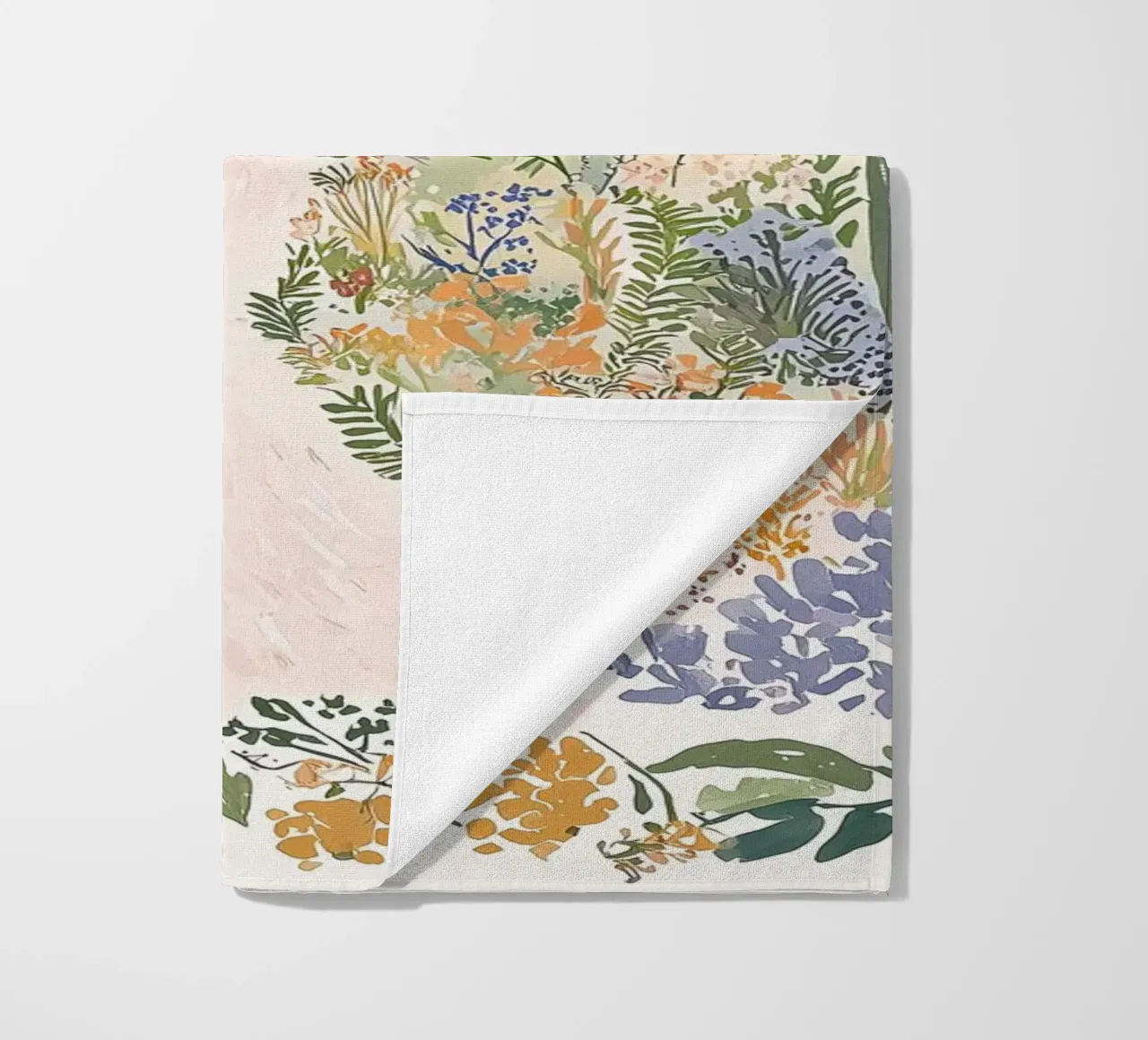 Floral Boho Illustration, Whimsical Floral Landscape Design beach towel by Boheme