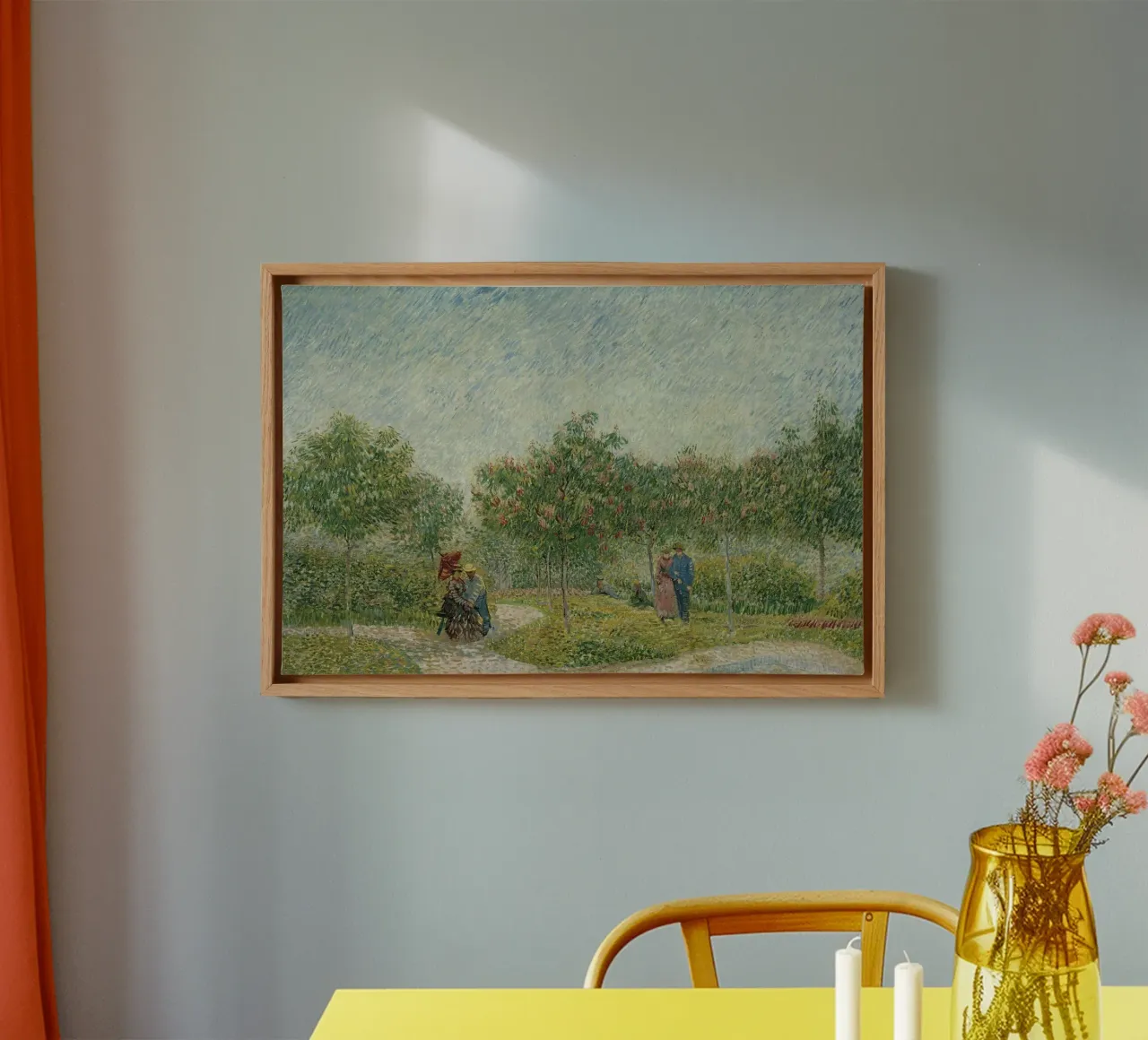 Vincent van Gogh - Garden in Montmarte with lovers canvas met Baklijst van Timeless Artworks