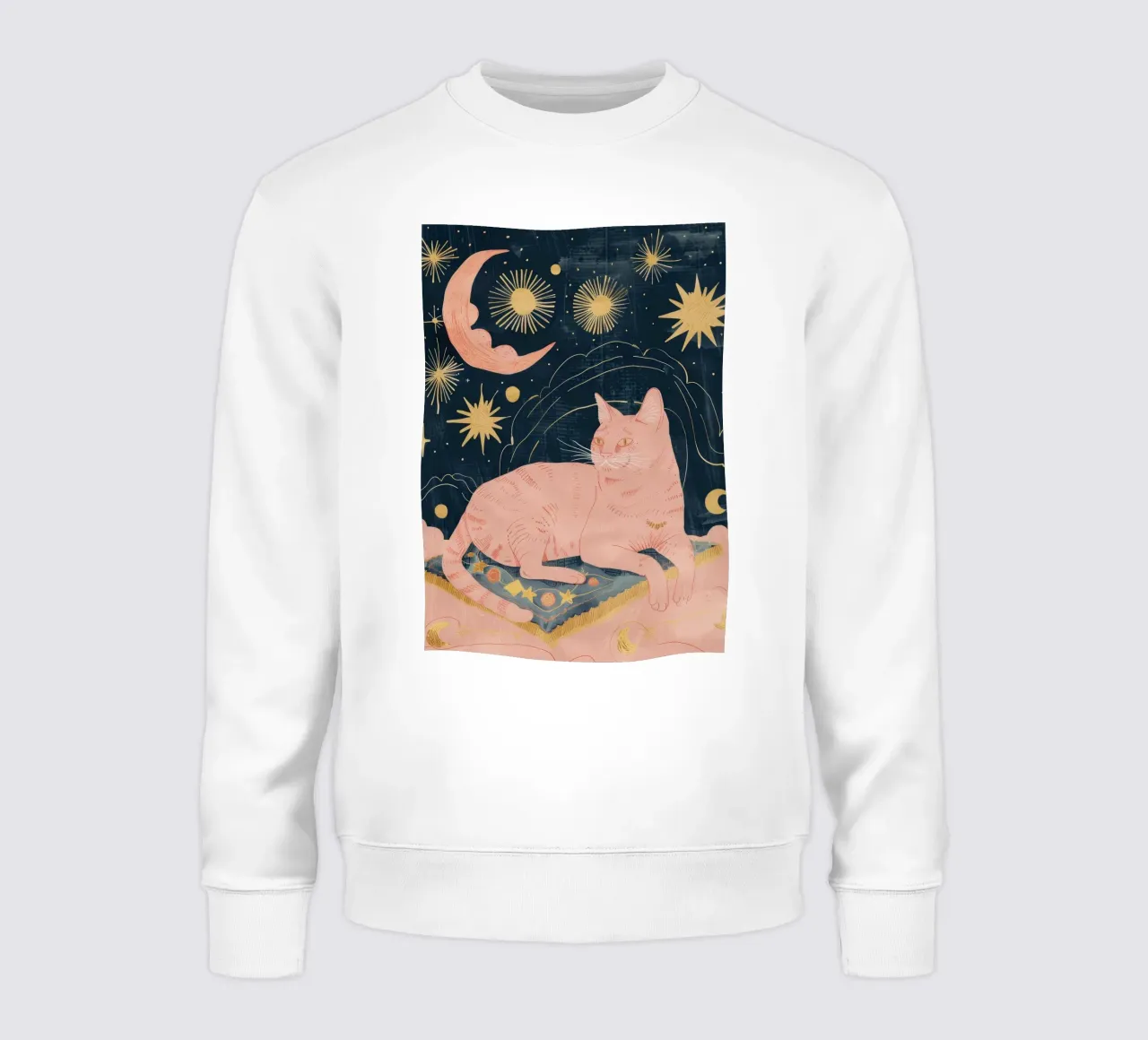 Bohemian Cat Print, Celestial Moon Star Print, Boho Animal sudadera de Boheme