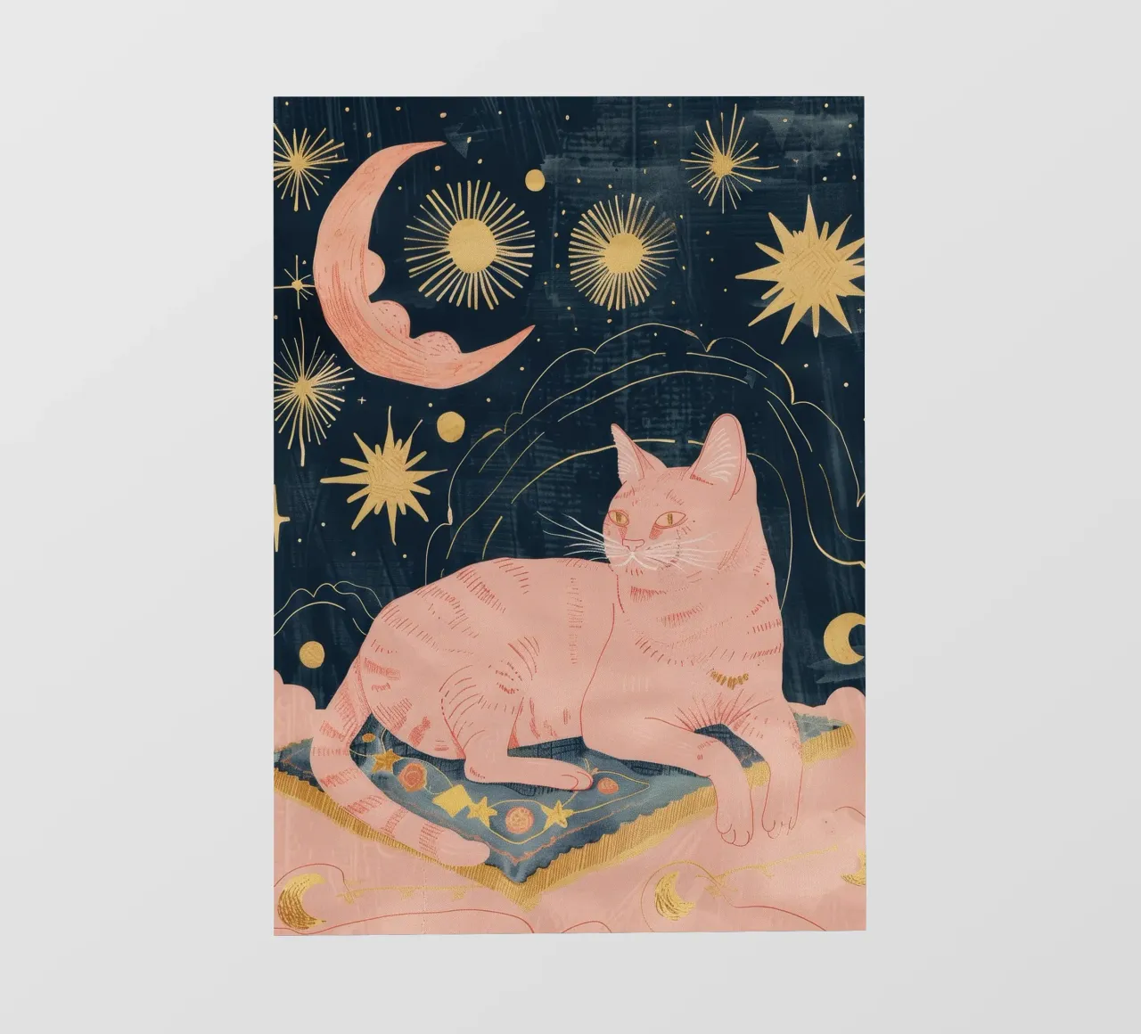 Bohemian Cat Print, Celestial Moon Star Print, Boho Animal lámina retroiluminada de Boheme