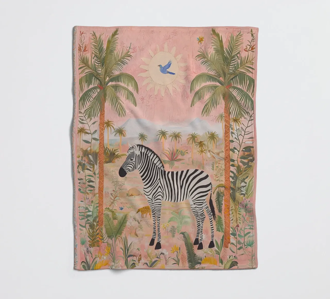 Zebra Wall Art, Whimsical Poster, Animal Print, Pastel Decor fleece blanket by Boheme