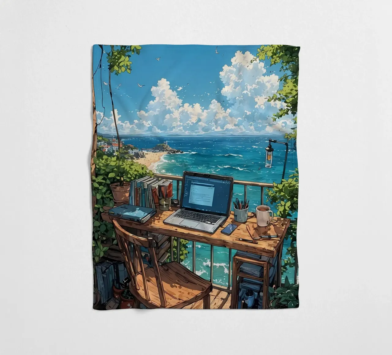 paesaggio computer anime spiaggia coperta in pile da Manh beo