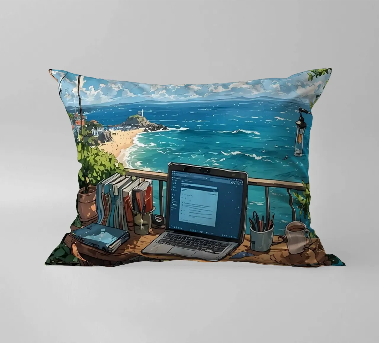 paesaggio computer anime spiaggia cuscino da Manh beo