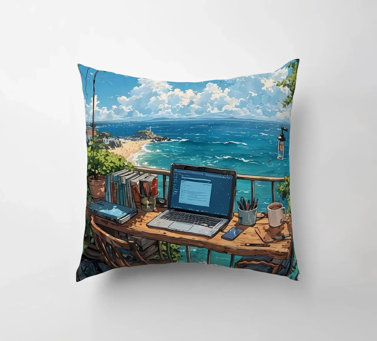 paesaggio computer anime spiaggia cuscino da Manh beo
