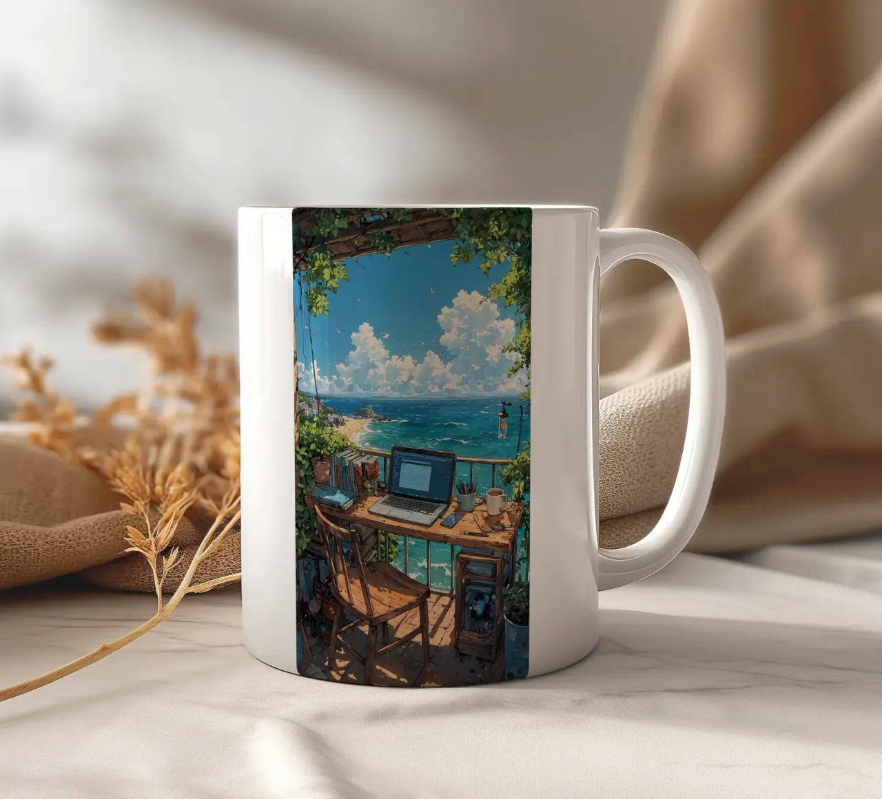 paesaggio computer anime spiaggia tazza in ceramica da Manh beo