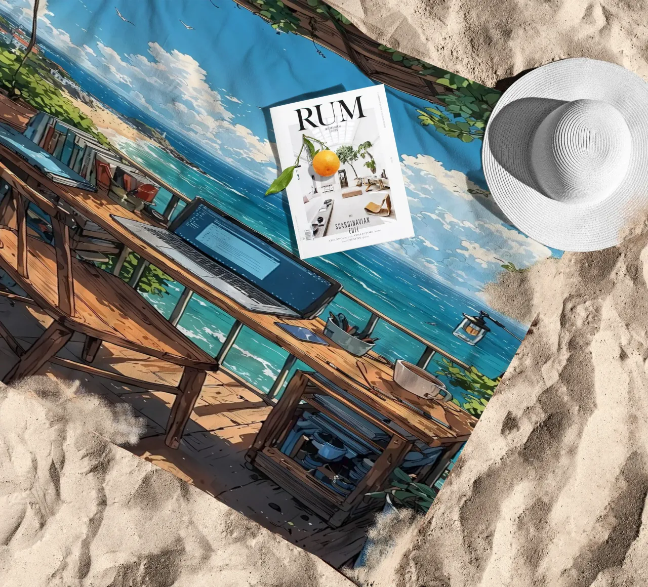 paesaggio computer anime spiaggia telo mare da Manh beo