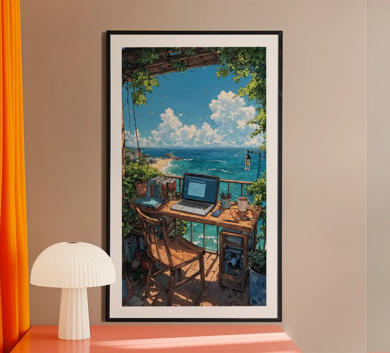 paesaggio computer anime spiaggia carta hahnemühle da Manh beo