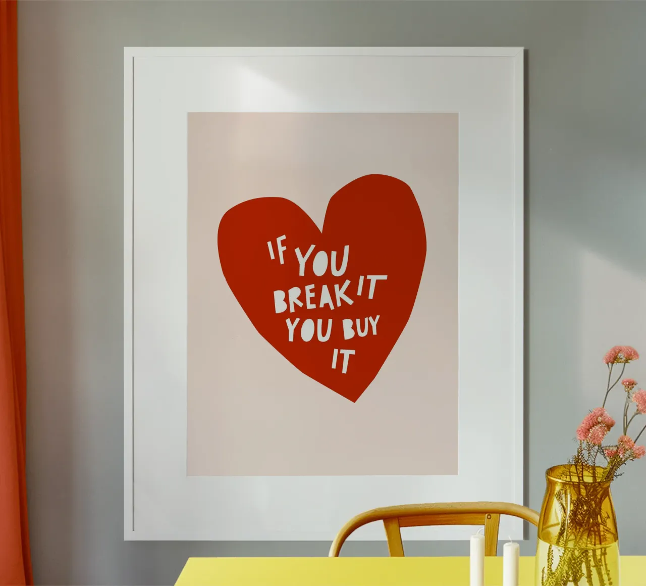 Amare responsabilmente - Cuore ritagliato poster con telaio in alluminio da Dominique Vari Words