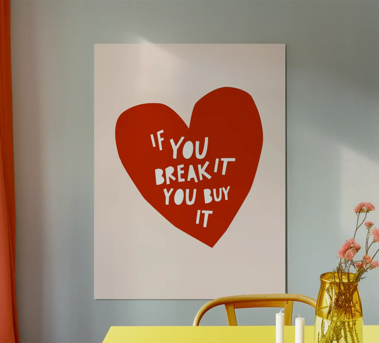 Amare responsabilmente - Cuore ritagliato poster con telaio in alluminio da Dominique Vari Words