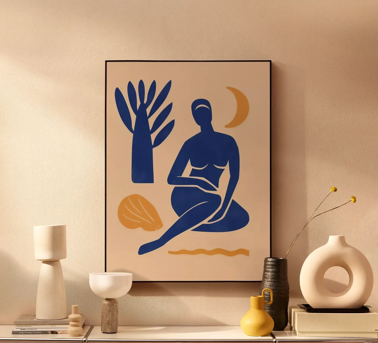 Ora blu sulla spiaggia | Silhouette minimalista alluminio dibond da Autofocus