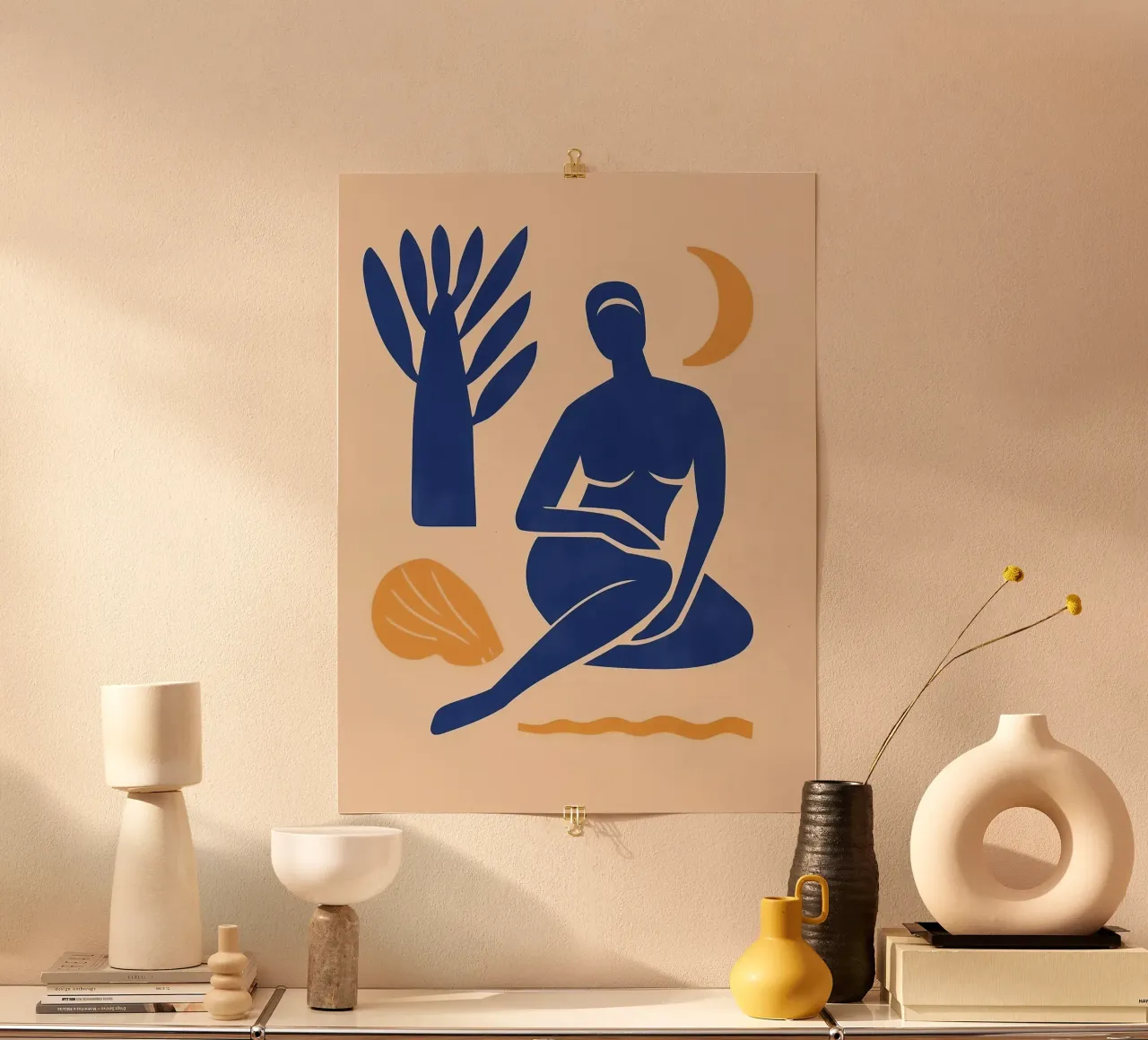 Ora blu sulla spiaggia | Silhouette minimalista carta hahnemühle da Autofocus