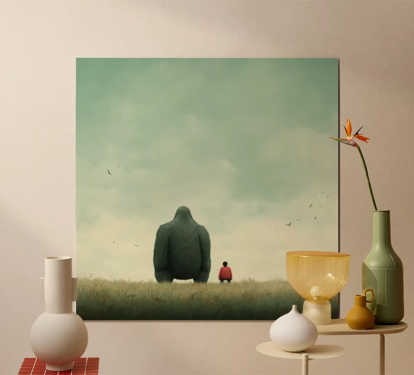 Minimal Gorilla poster van Minimal Animal Art