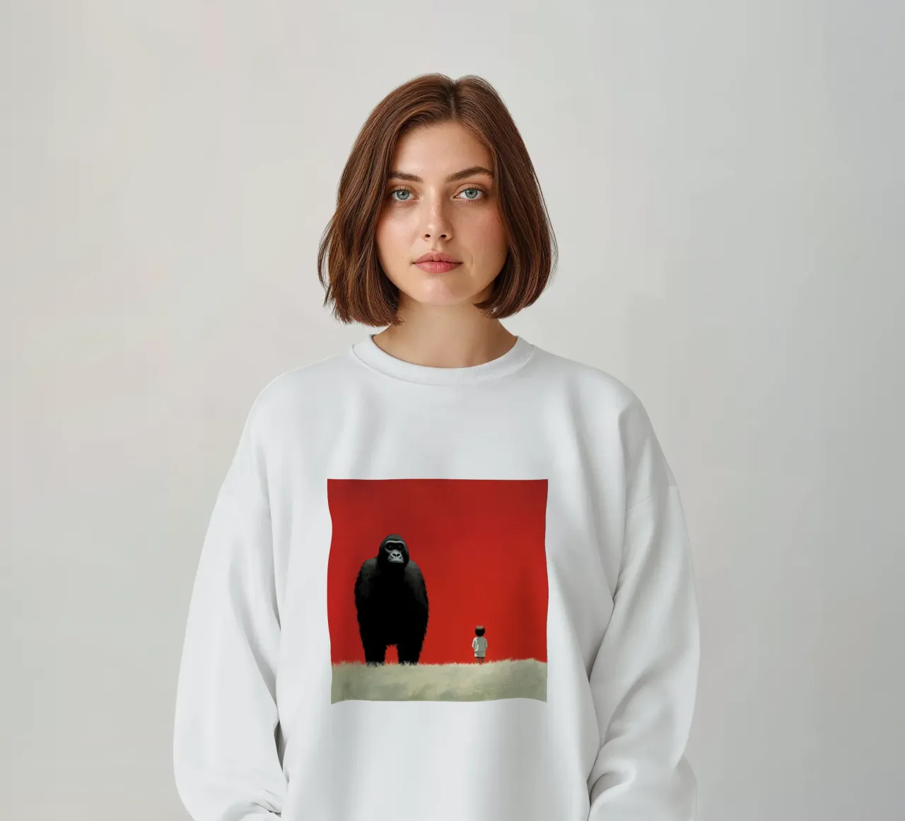 Minimale Gorilla 1 sweatshirt van Minimal Animal Art