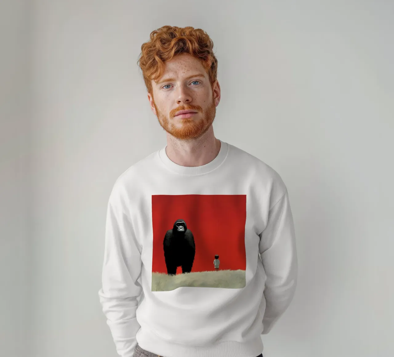 Minimale Gorilla 1 sweatshirt van Minimal Animal Art