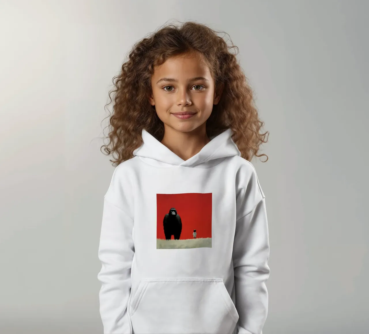 Gorilla Minimo 1 felpa bambino con cappuccio da Minimal Animal Art