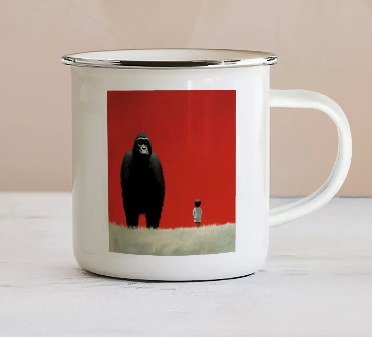Gorilla Minimo 1 tazza in smalto da Minimal Animal Art