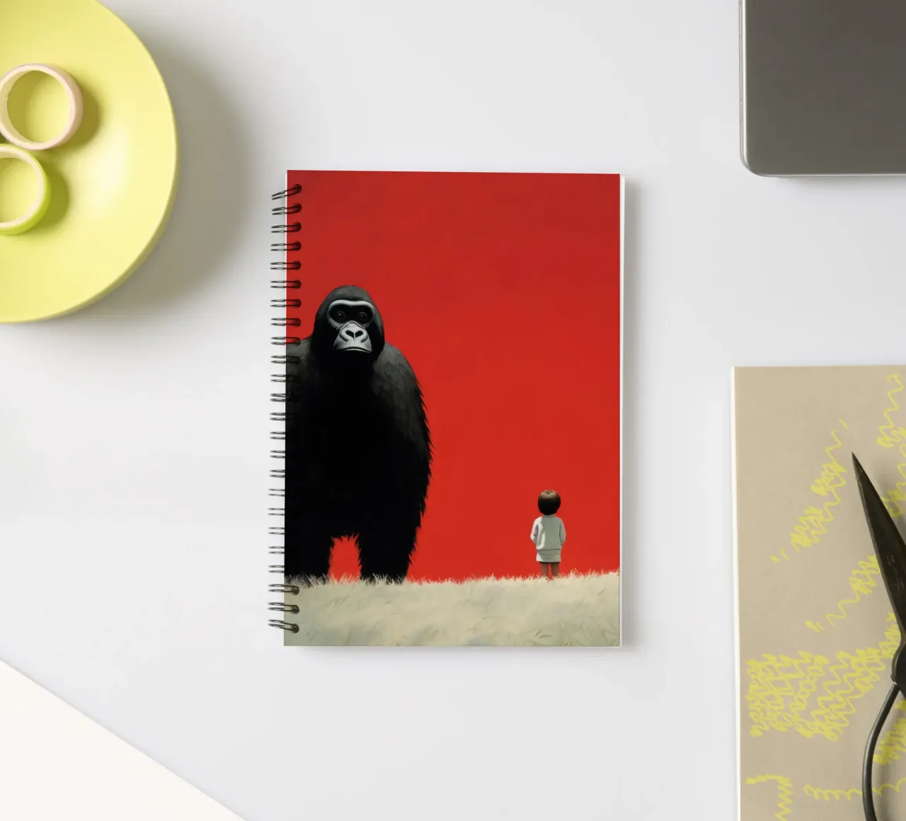 Minimal Gorilla 1 spiral notebook by Minimal Animal Art