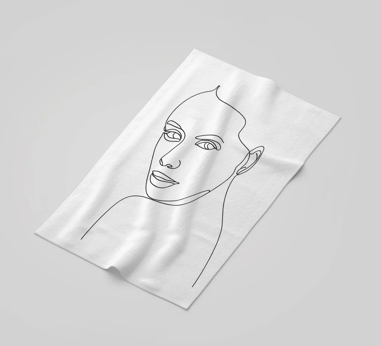 Minimalistische Ein-Linien-Zeichnung einer Frau | Moderne abstrakte Kunst Strandtuch von Viv Line Art