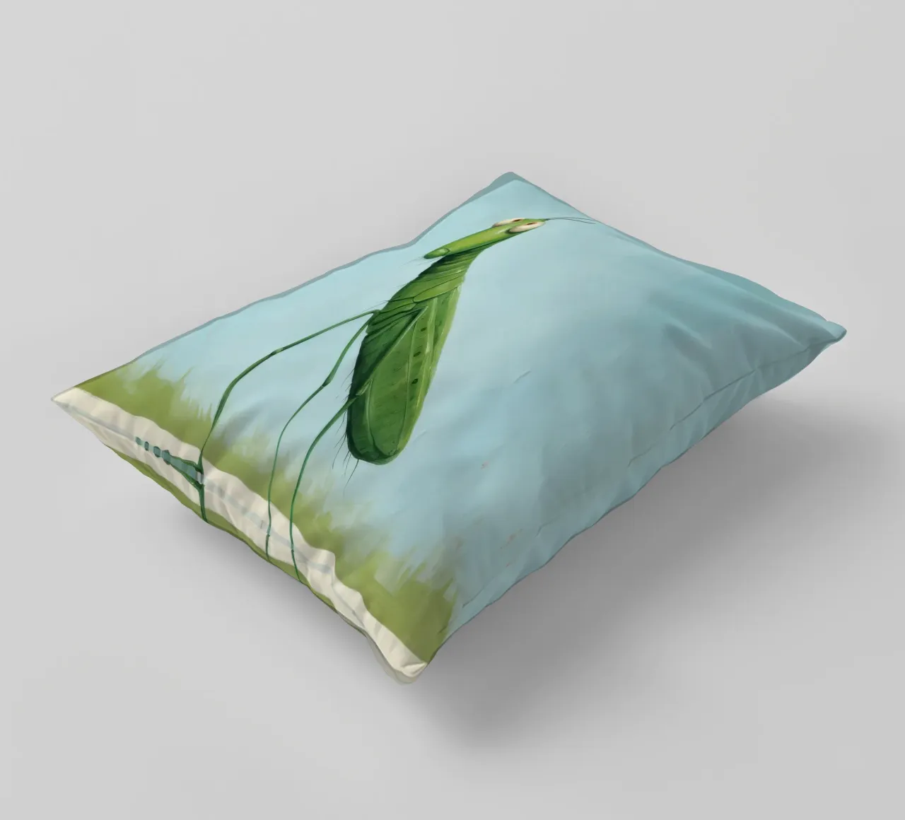 Minimal Grasshopper 2 decorative cushion by Minimal Animal Art