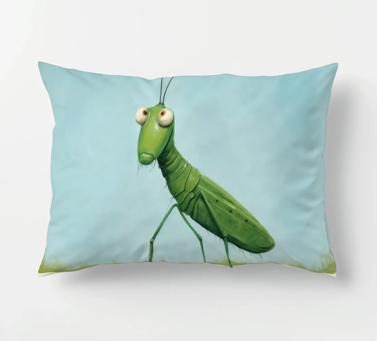 Minimal Grasshopper 2 decorative cushion by Minimal Animal Art
