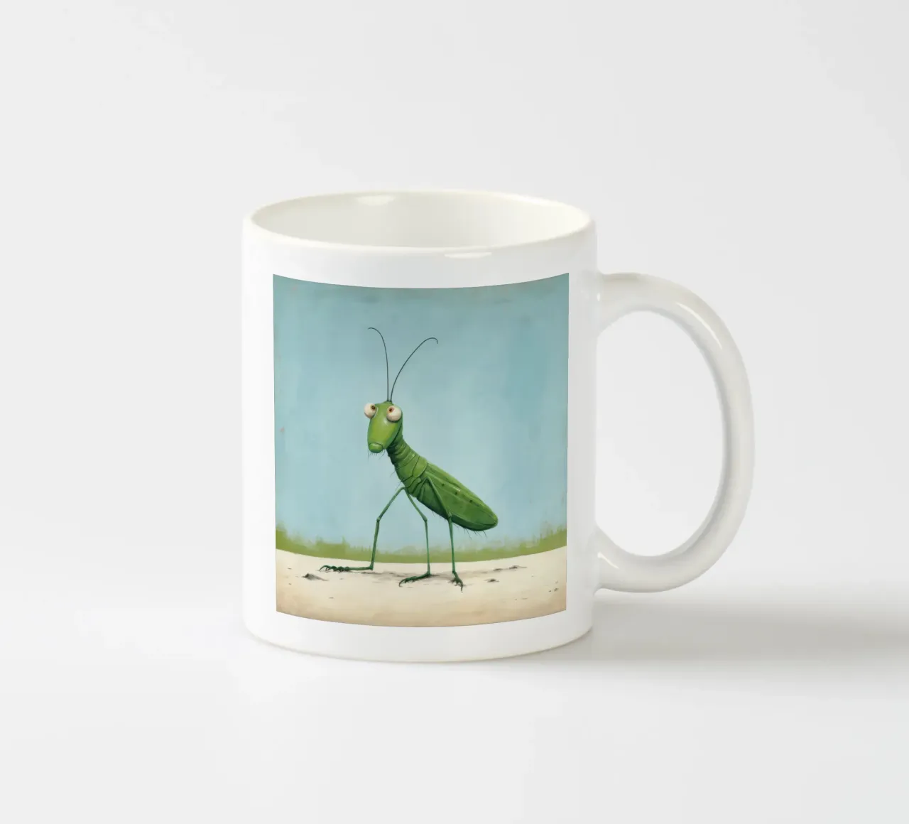 Minimal Grasshopper 2 Keramik Tasse von Minimal Animal Art