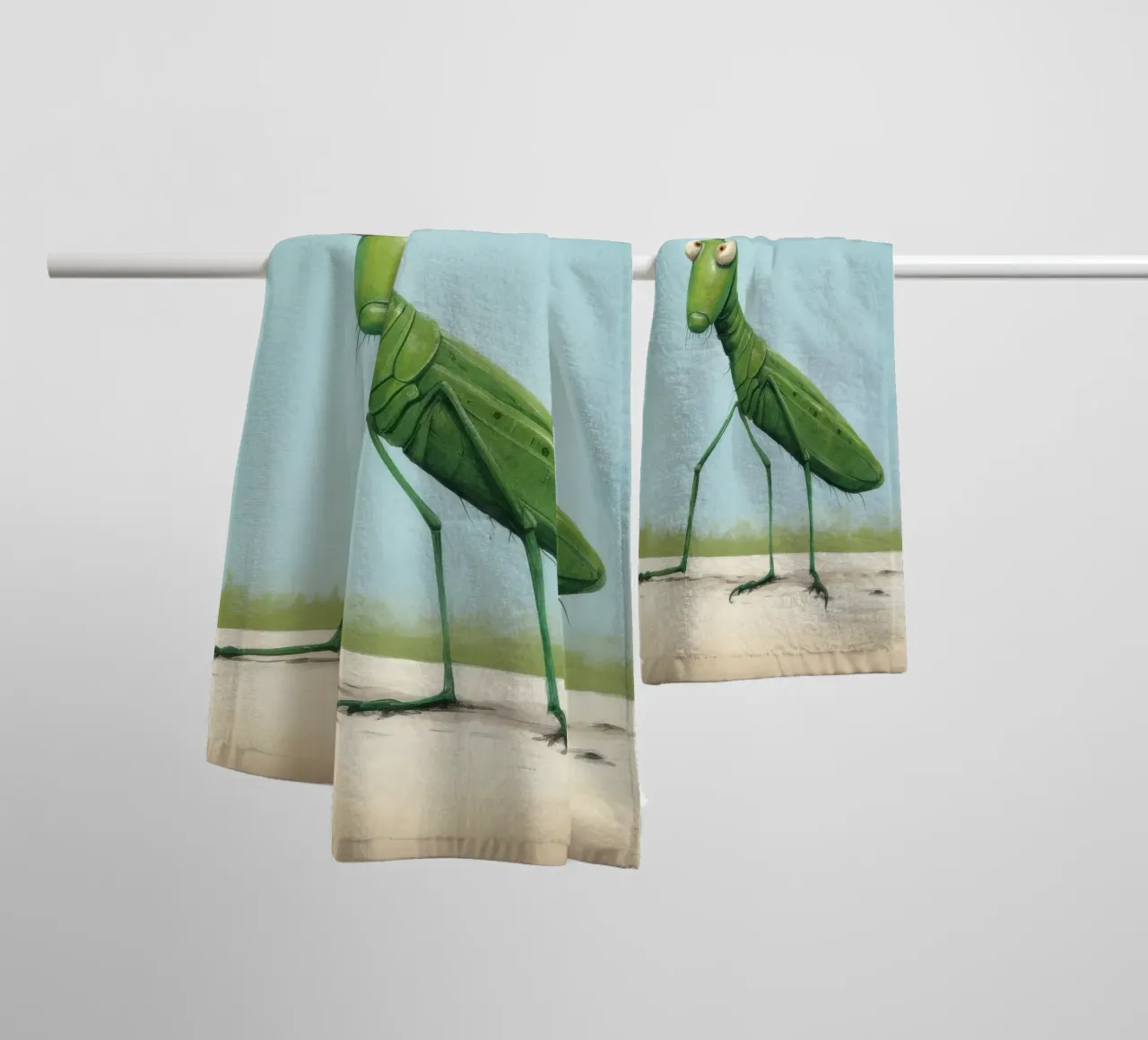 Minimal Grasshopper 2 towel by Minimal Animal Art