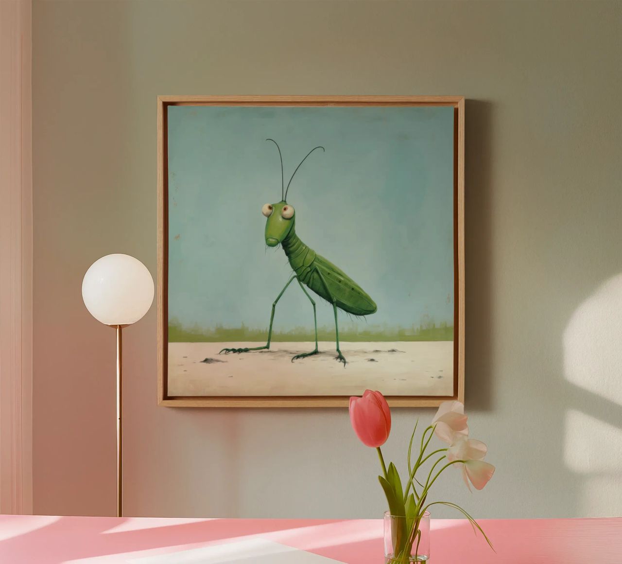 Minimal Grasshopper 2 canvas by Minimal Animal Art