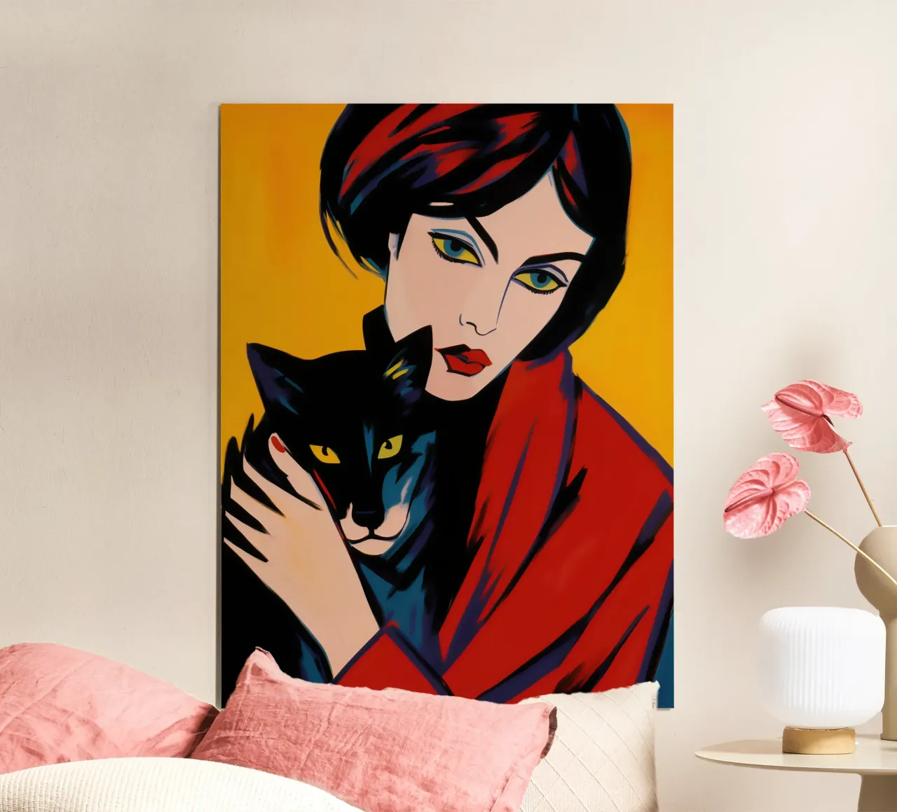 Ritratto di donna con occhi di gatto poster con telaio in alluminio da Autofocus