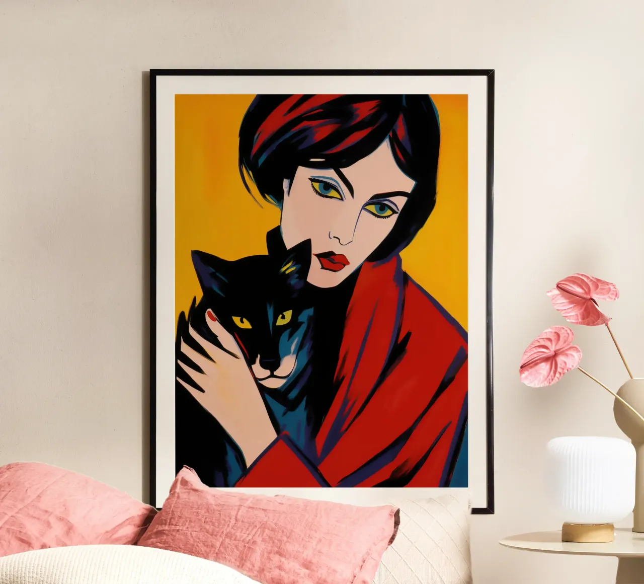Ritratto di donna con occhi di gatto poster con telaio in alluminio da Autofocus