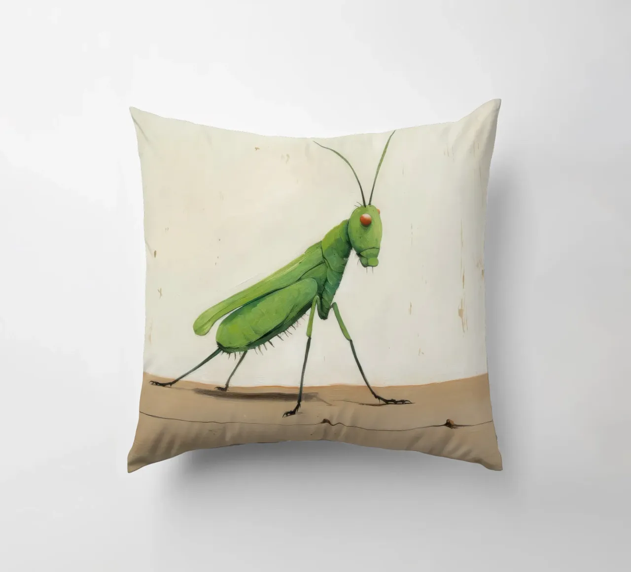 Minimal Grasshopper 4 decorative cushion by Minimal Animal Art