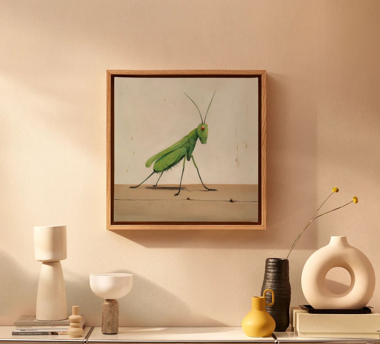 Minimal Grasshopper 4 canvas by Minimal Animal Art