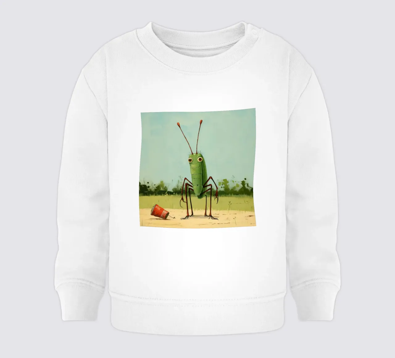 Minimal Grasshopper 1 baby sweatshirt by Minimal Animal Art