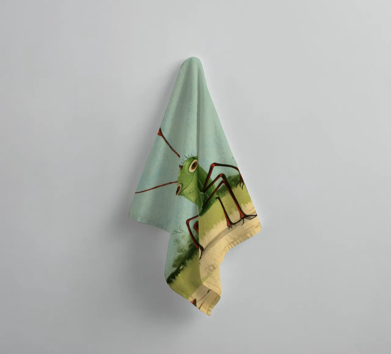 Minimal Grasshopper 1 towel by Minimal Animal Art