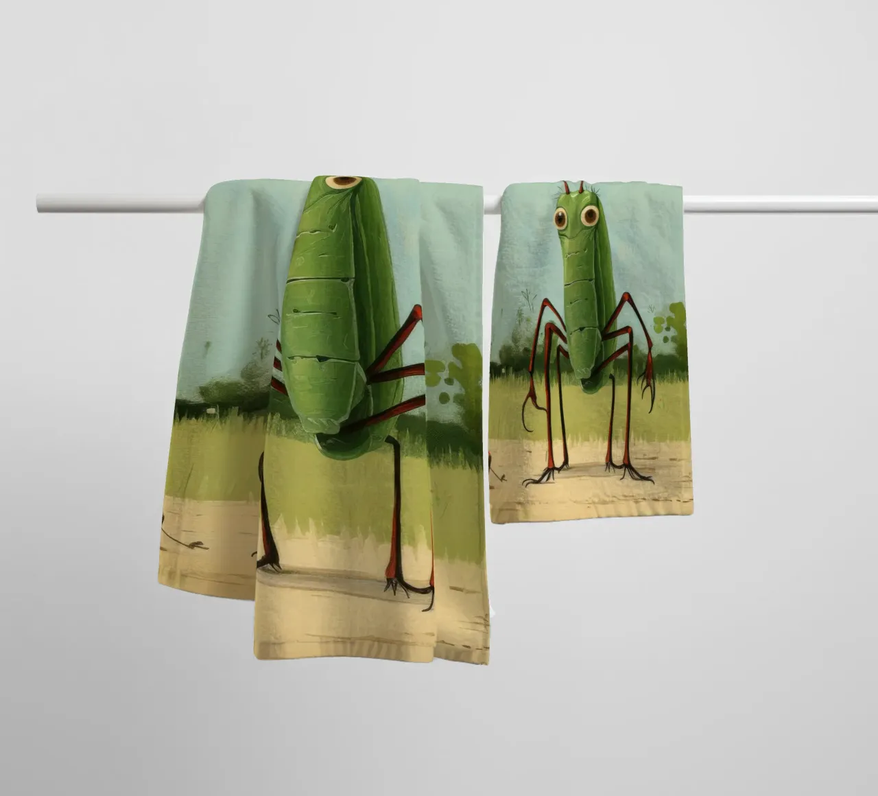 Minimal Grasshopper 1 towel by Minimal Animal Art