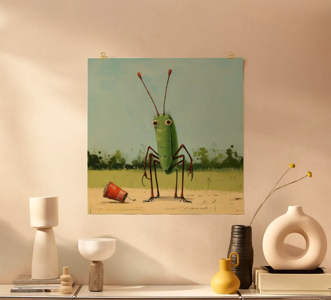 Minimal Grasshopper poster da Minimal Animal Art