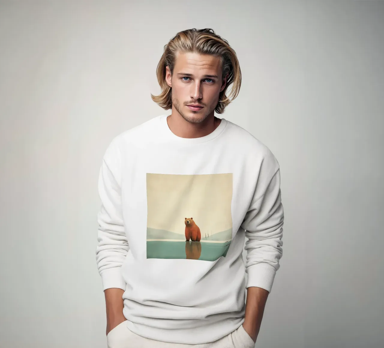 Orso Grizzly minimo 2 felpa da Minimal Animal Art