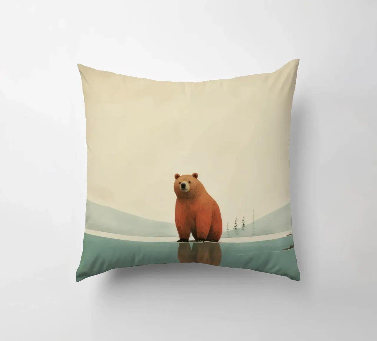 Orso Grizzly minimo 2 cuscino da Minimal Animal Art