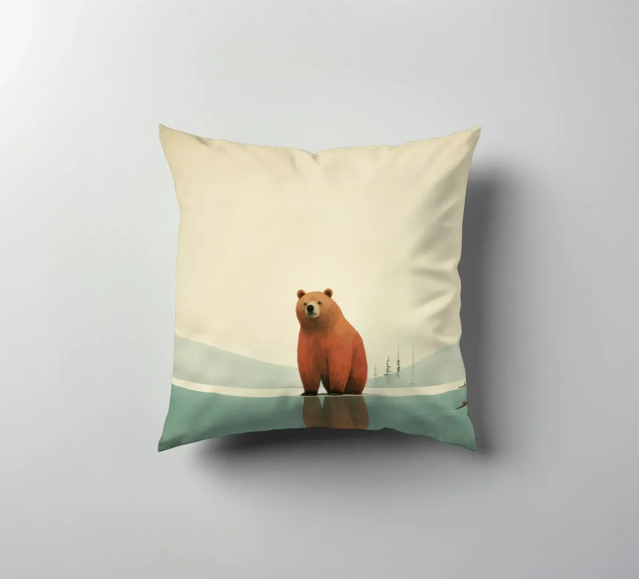 Orso Grizzly minimo 2 cuscino da Minimal Animal Art