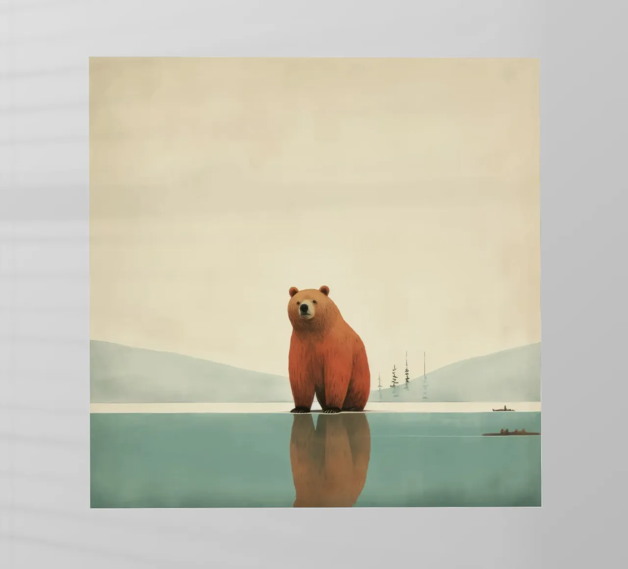 Orso Grizzly minimo 2 pellicola backlit da Minimal Animal Art