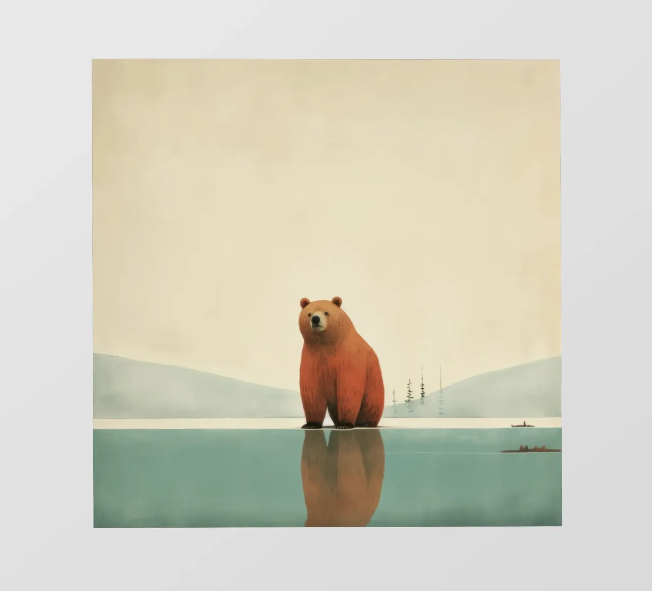 Orso Grizzly minimo 2 pellicola backlit da Minimal Animal Art