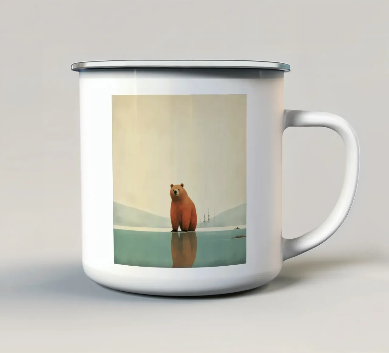 Orso Grizzly minimo 2 tazza in smalto da Minimal Animal Art