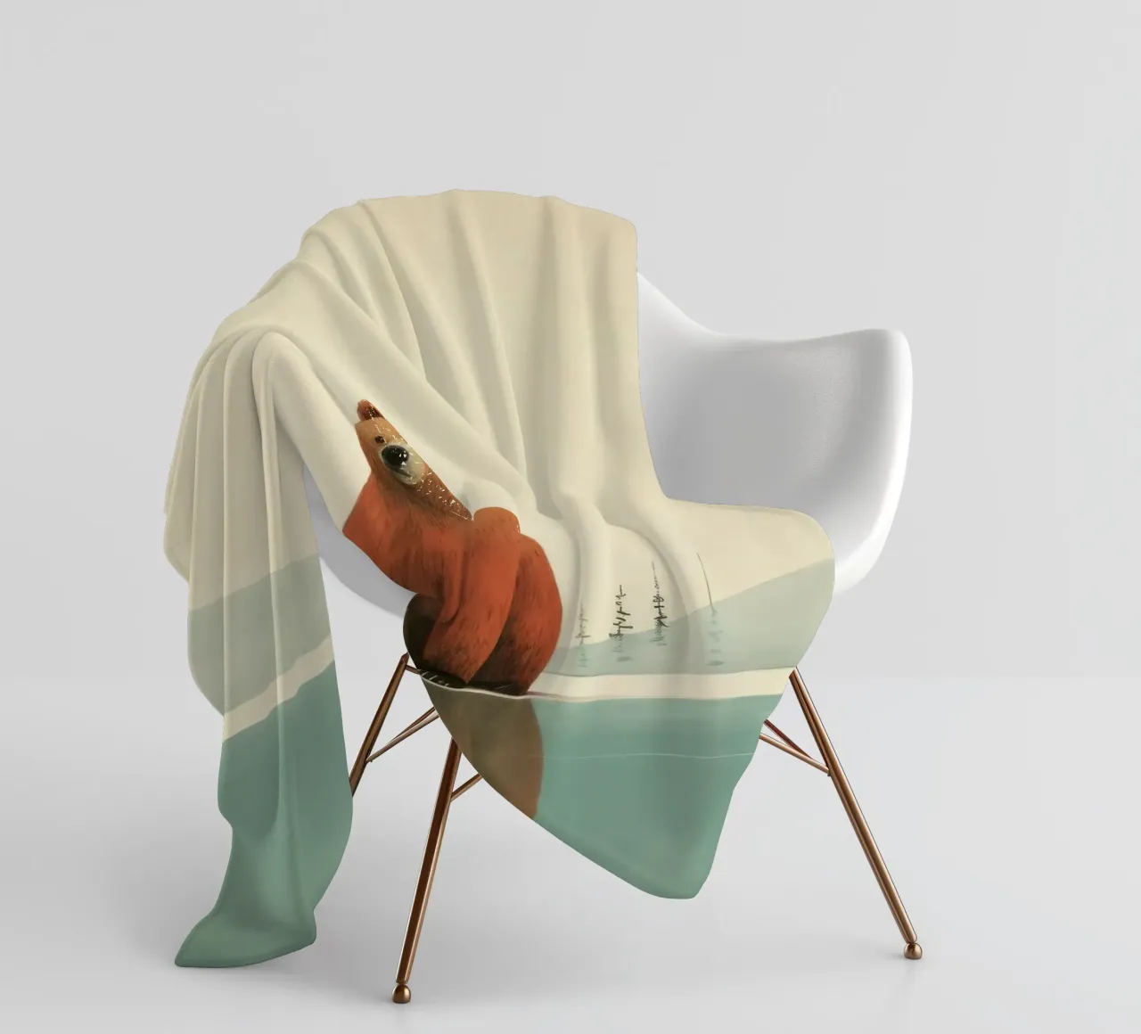 Orso Grizzly minimo 2 coperta in pile da Minimal Animal Art
